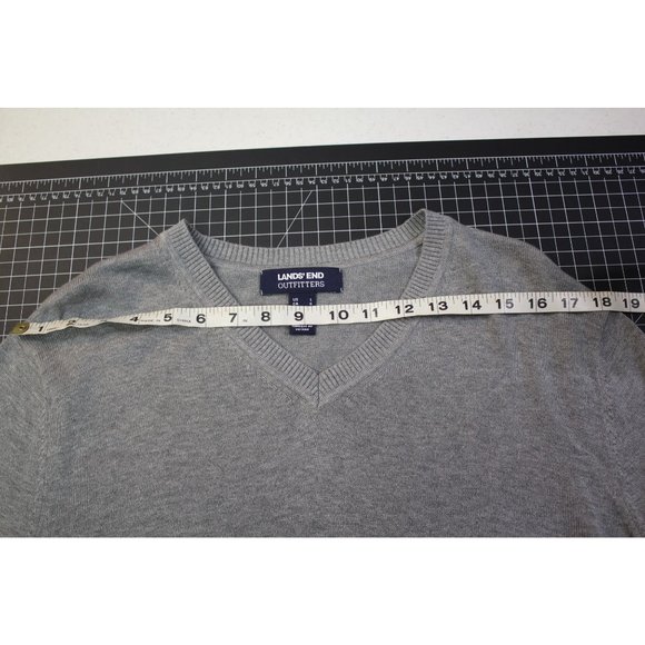 Lands' End Outfitters V neck Sweater Large Grey 80% Cotton & 20% Modal - Picture 7 of 12